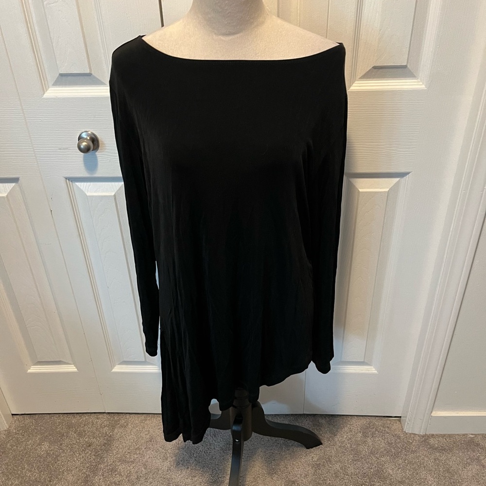 Chicos Travellers size XL Black Long Sleeve Tunic Top